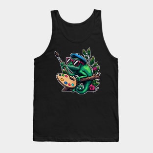 Artistic Camouflage: The Chameleon Sketch Artis Tank Top